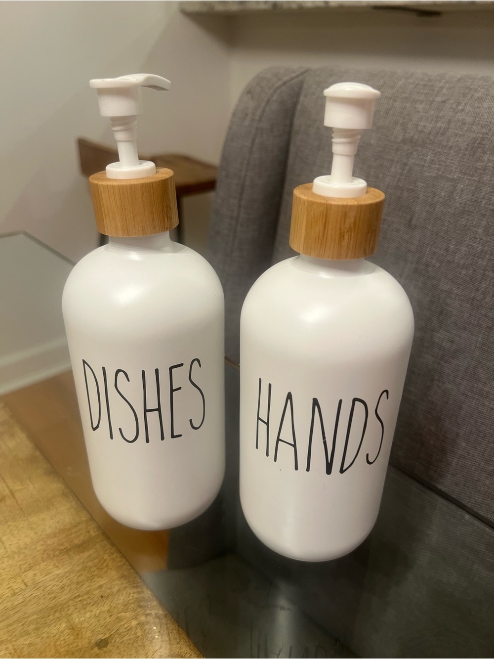 White Ceramic Pump Bottles Set - Dishes & Hands